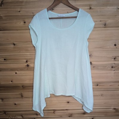 Bryn Walker Mint Green Cotton Gauze Sharkbite Hem Tunic Top Womens XS USA Made