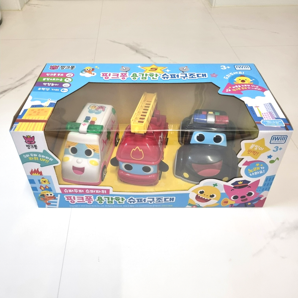 Pinkfong Super Rescue Team Police&Ambulance&Fire Truck Car Set for Kids ...