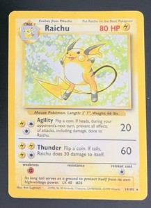 Raichu 014/102 Base Set Holo 1999 - RARE VINTAGE - Lightly Played Condition