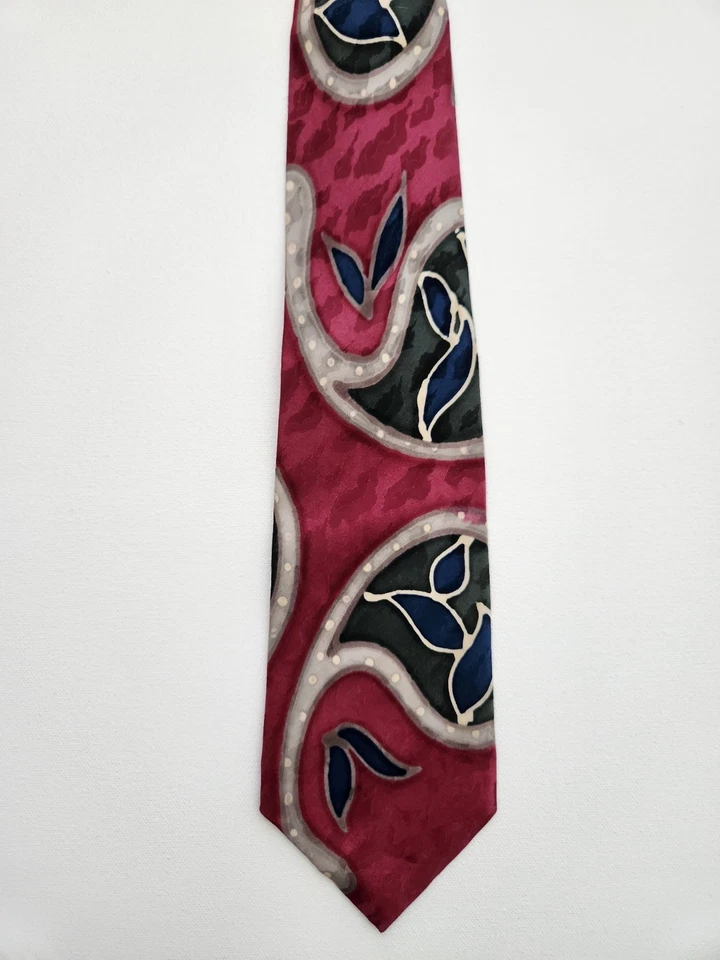 Corbata Robert Daskal pintada a mano 100 % seda única firmada por artista cosida a mano Foto 2 de 4