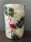 Flamingo YANKEE CANDLE 7” Tall Holder. Palm Leaves. Frosted Glass. Pre Owned. — photo 2