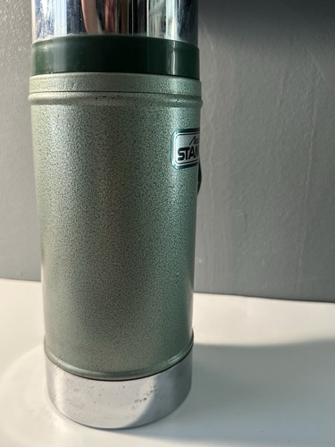 Vintage Stanley Wide Mouth 24 Oz thermos Vacuum Bottle silver&green Made USA - Picture 8 of 12