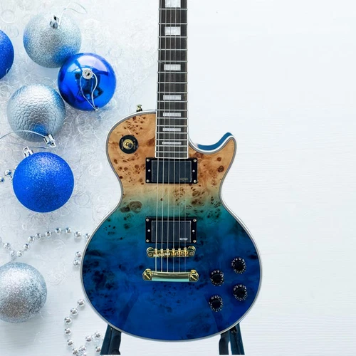 Custom Les Paul Electric Guitar Tumor blue gradual change color trim 2H pickup