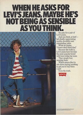 1987 Levi's Jeans Boys Kids Fashion vintage print ad 80's