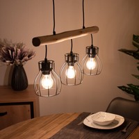 Decken Pendel Lampe Holz Balken Wohn Ess Zimmer Beleuchtung KäFig HäNge Leuchte