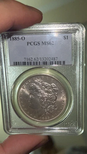 1885'o MORGAN SILVER DOLLAR GRADED PCGS MS62,BRIGHT WHITE