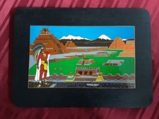 Metall Blechbild ca. 30 X 18 cm auf Holzplatte ca. 40 X 29 cm aus Mexico