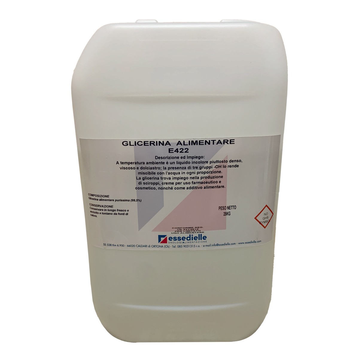 TANICA KG.25 GLICERINA ALIMENTARE Glicerolo Vegetale purissimo 99,5% E422 TANICA KG.25 GLICERINA ALIMENTARE Glicerolo Vegetale purissimo 99,5% E422
