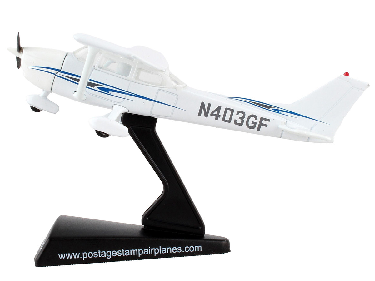Postage Stamp Cessna 172 Skyhawk Light Aircraft White 1/87