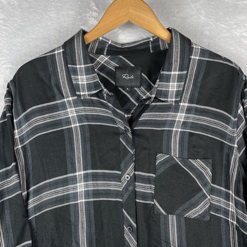 Rails Hunter Womens Sz XL Casual Comfort Black Ivory Plaid Button Up Shirt - Picture 7 of 9