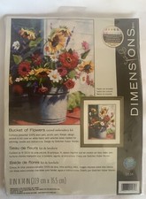 Dimensions Crewel Embroidery Kit 1534 Design Size 11 X 14 Bucket Of Flowers