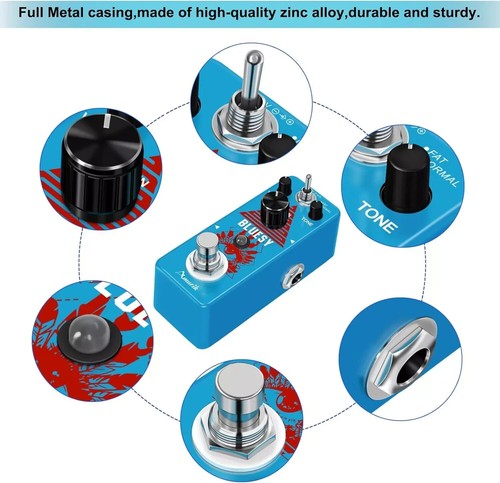 Amuzik Guitar "Bluesy" Vintage Blues Style Distortion Pedal - Boss BD-2 Clone - Picture 3 of 14