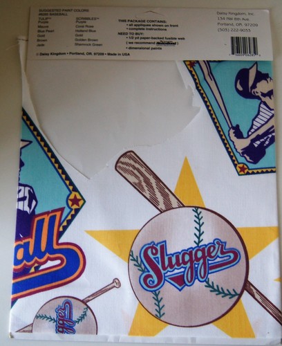 Daisy Kingdom "Baseball " No Sew Fabric Applique Balls Slugger - Picture 2 of 2
