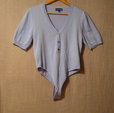 New Pretty Little Thing Bodysuit Blue Short Sleeve Sweater Women's XXL #H59-1