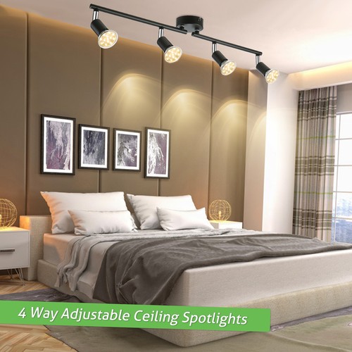 Tomshine 4 Way Adjustable Ceiling Spotlights 4 x 4W GU10 LEDs Bulbs 400lm I8S9 - Picture 8 of 11