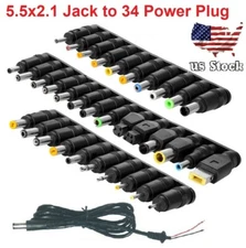 34pcs Universal Laptop Notebook Female Plug For DC Plug Set Jack 5.5x2.1mm