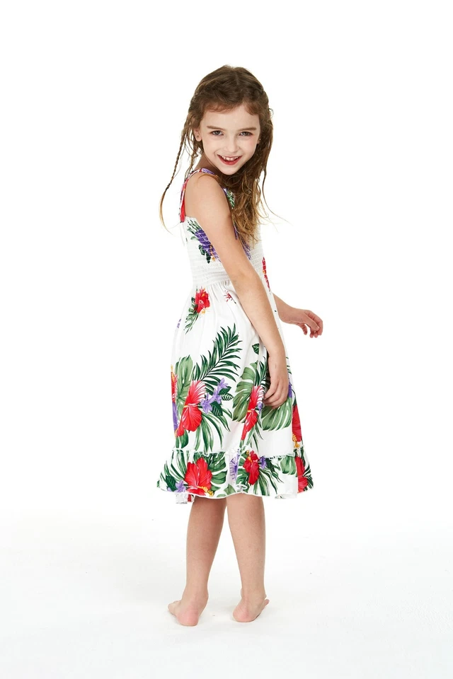 Девочка эластичный оборки гавайский Luau платье в белом - Изображение 3 из 4