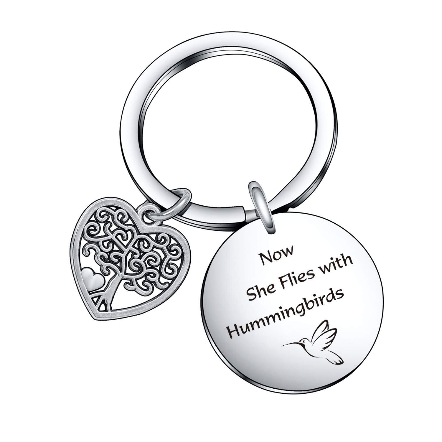 Hummingbirds jewelry mom Memorial keychain Loss Of Loved One gift father bereave