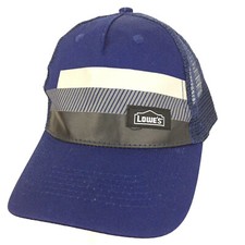 Lowes Hardware Hat Employee Crew Striped Patch Logo Mesh Snap Back Baseball Cap