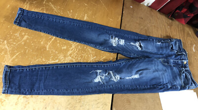 AMERICAN EAGLE Jegging SKINNY Super HI-RISE Stretch Destroyed Ripped JEANS 2S