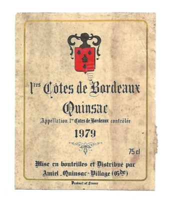 Weinetikett 1er Côtes de Bordeaux - Quinsac - Amiel Quinsac Village - 1979