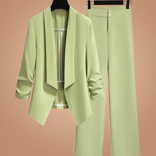 Women 2 Pieces Sets Spring Summer Blazer Pants Suit Jacket Trousers Outfits - Picture 8 of 19