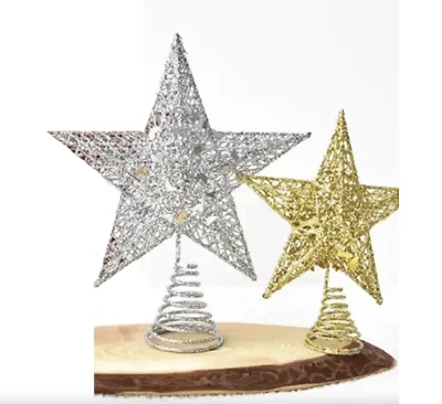 T.O.P. Christmas Tree Topper Gold Star Decoration Xmas Tree Top Ornament Shiny Ornament