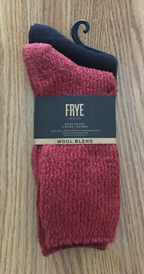 Frye Women's Wool/Cotton-Blend Knit Boot Socks (2 Pairs) - Red & Black NWT Note