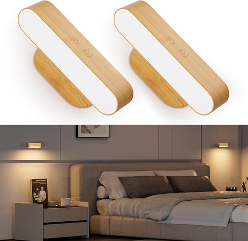 Battery Operated Wall Sconces, Wireless LED Wall Sconce Set of Two for Bedroom,