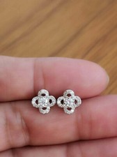 2.00 Ct Round Cut Diamond Push Back Flower Stud Earring's 14k White Gold Finish