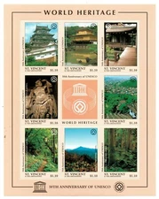 St. Vincent 1997 - UNESCO, World Heritage, Japan - Sheet of 8 Stamps - MNH