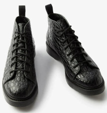 Fred Perry Boots George Cox Embossed Leather Size UK 9.5 HANDMADE Black Lace Up