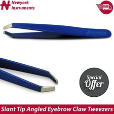 Eyebrow Claw Tweezers Blue Hair Removal Slanted Pointed Tip Makeup Beauty Tools