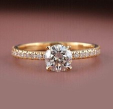 2Ct Round Cut Lab Created Diamond Women's Engagement Ring 14K Yellow Gold Finish