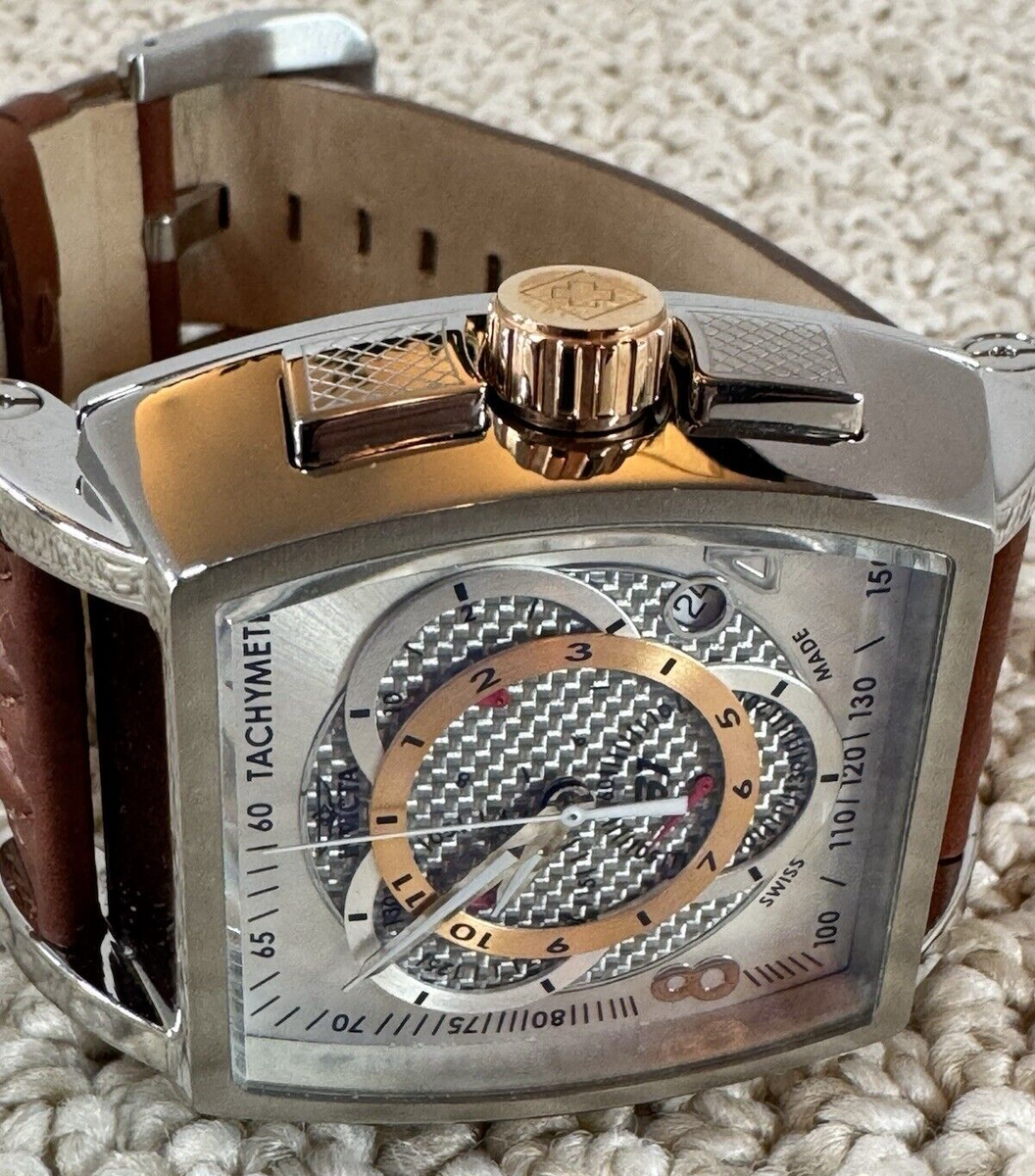 Invicta S1 Rally 5402 Swiss Chronograph brown quilted leather band