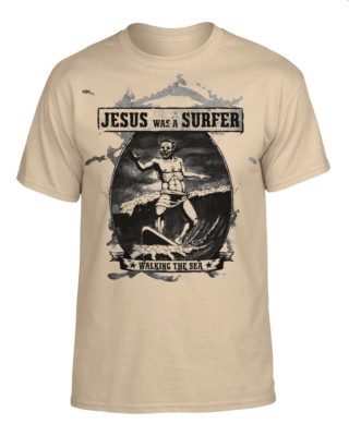 T-Shirt ''JESUS WAS A SURFER'' Funshirt Gag Surfing Hawai Board NEU fair trade 