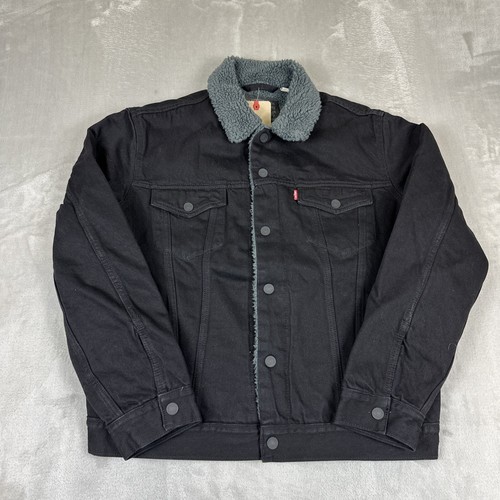Levi's Type III Sherpa Button Up Trucker Jacket Men's Medium Black/Gray