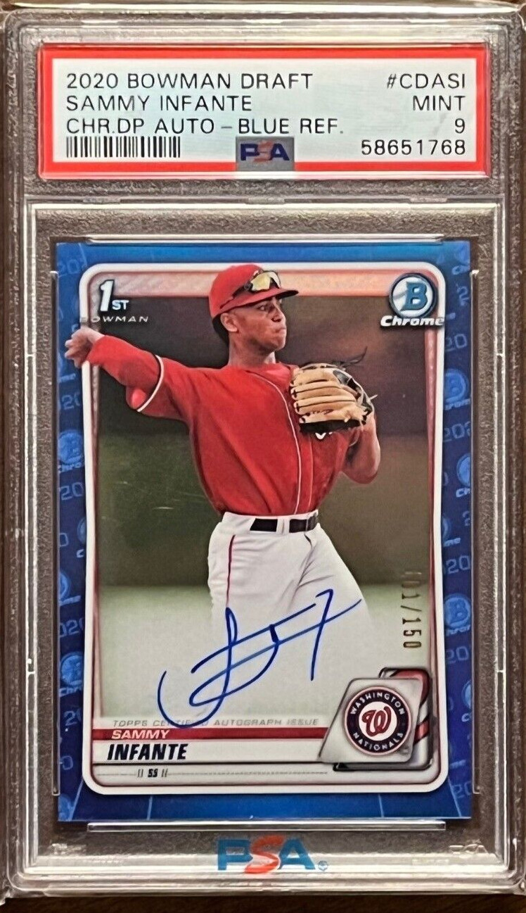 2020 Bowman Draft Sammy Infante Chrome Blue Refractor Auto #101/150 PSA 9