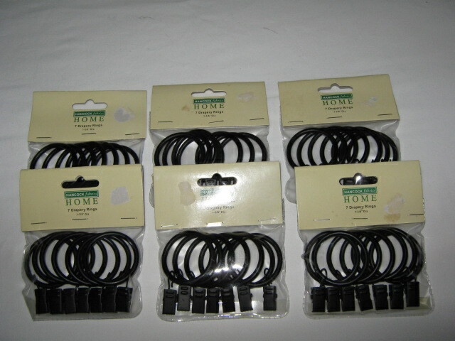 New Hancock Home Drapery Rings Lot of 6 Packs 1 3/8