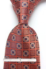 New Classic Polka Dot Orange Brown JACQUARD WOVEN 100 Silk Men's Necktie Tie