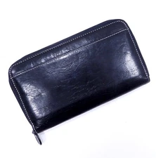 HELEN WELSH Womens Leather Zip Around Wallet Credit Car Checkbook Section 