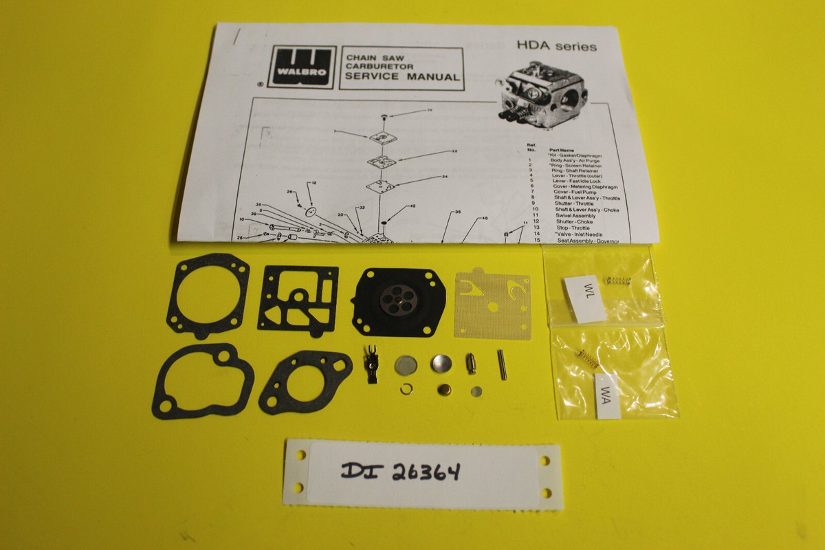 Homelite Super 2 Carburetor Walbro HDA27 HDA60 HDA64 Carb Kit | eBay