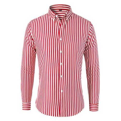 Men New Men's Striped Fashion Business Casual Long-Sleeved Shirt - Picture 2 of 10