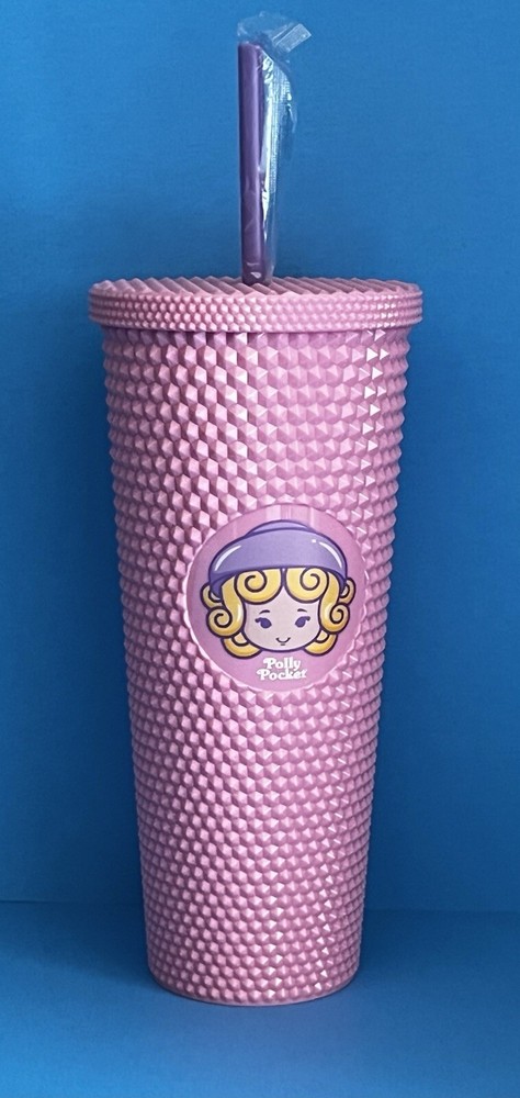 POLLY POCKET Pink 24oz Studded Cup Tumbler Mattel NEW