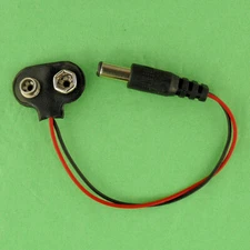 9V Battery Clip Snap to 5.5 / 2.1 mm Coaxial Plug Makes 9 VDC Devices Portable