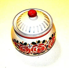 Deruta Ceramic Cottage Rose Sugar Bowl w Cover Kate Williams Designs 10oz