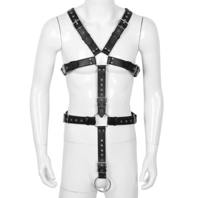 Men Leather Restrain Chest Harness Gay Interest Fancy Buckles with pulls handle Men Leather Restrain Chest Harness Gay Interest Fancy Buckles with pulls handle
