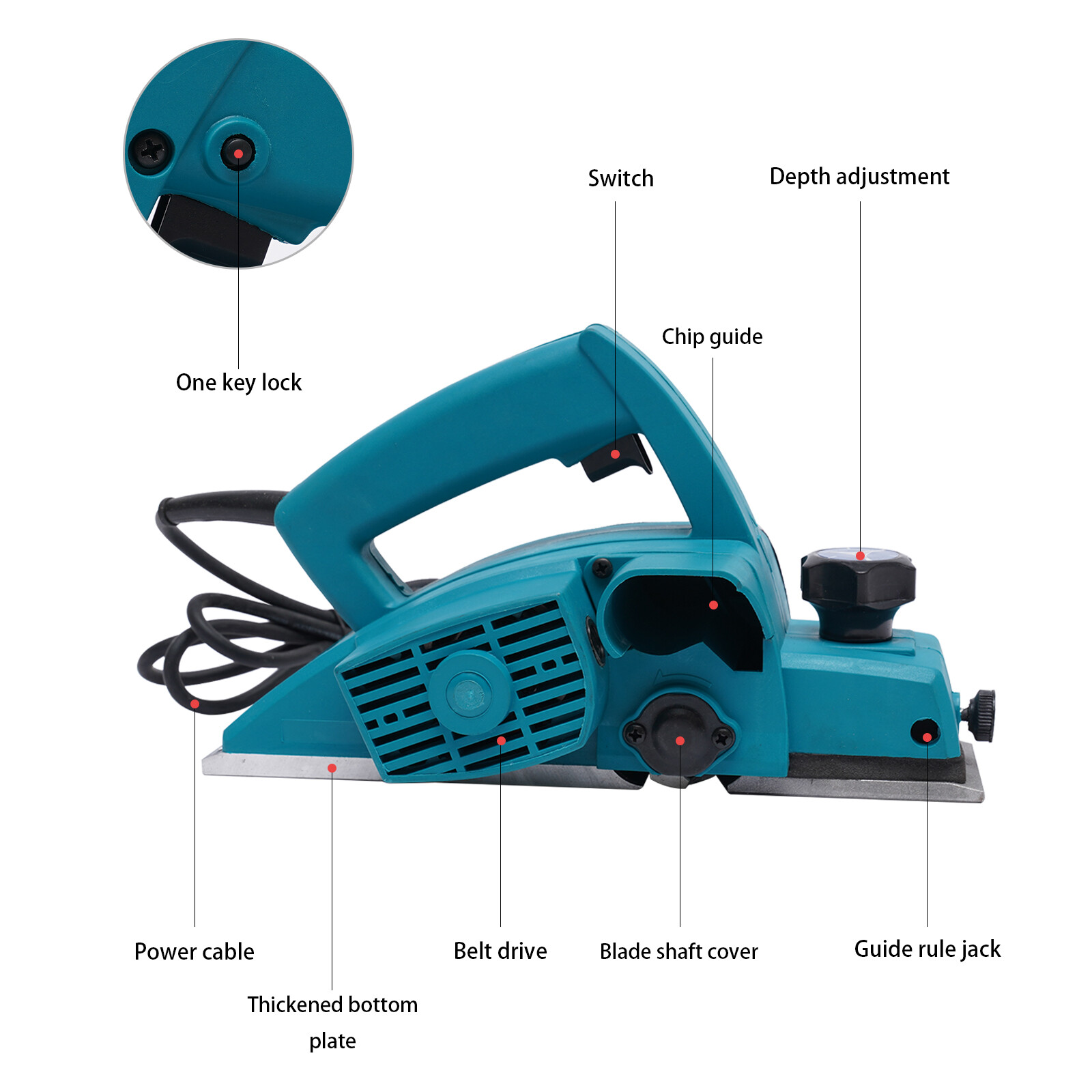800W Heavy Duty Electric Wood Planer Sander Door Plane HandHeld