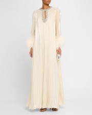 self portrait Metallic Feather Maxi Dress $1015 US 8 UK 12