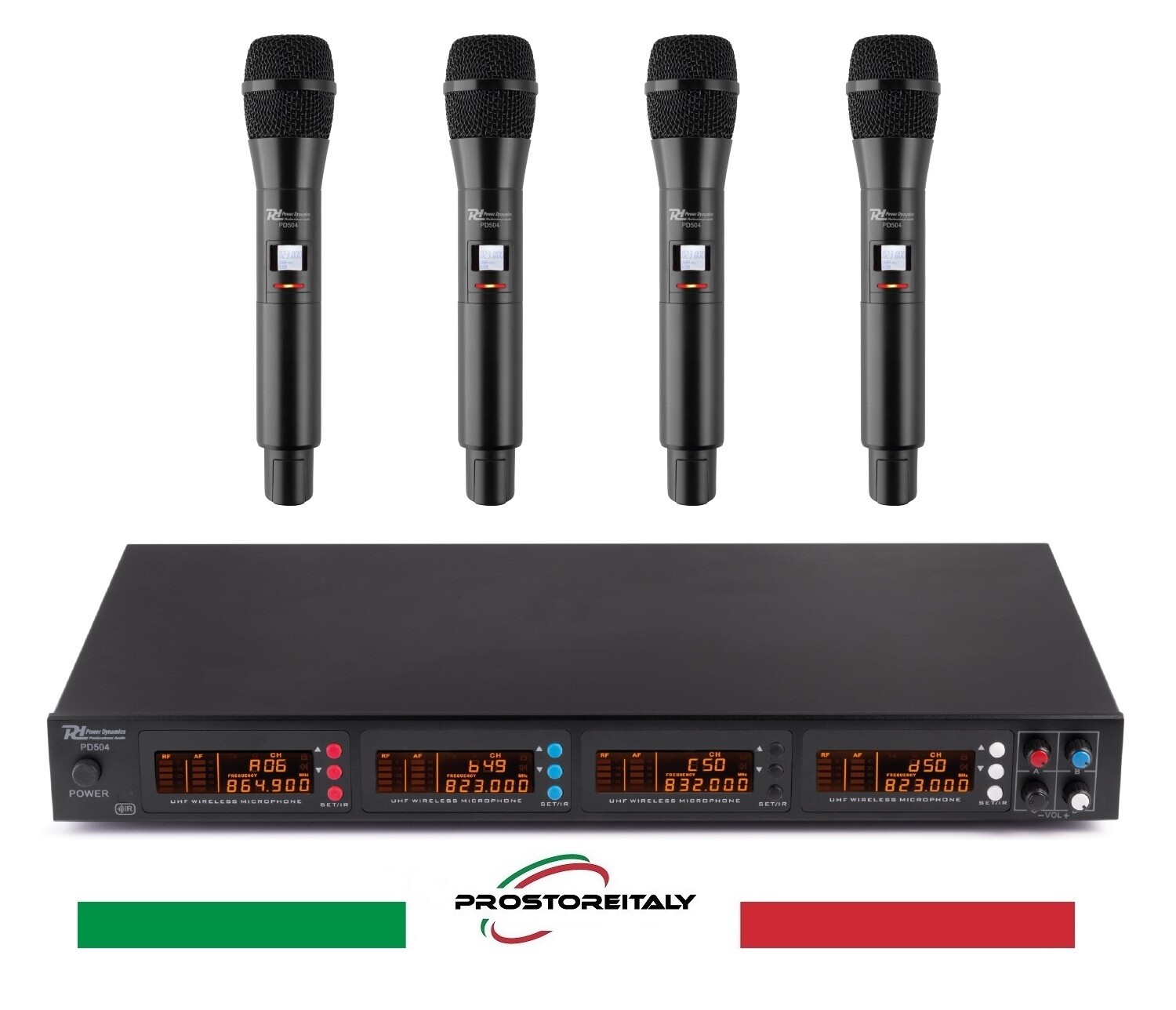 SET DI MICROFONI WIRELESS UHF 4X50 CANALI 4 MICROFONI PORTATILI PROFESSIONALI